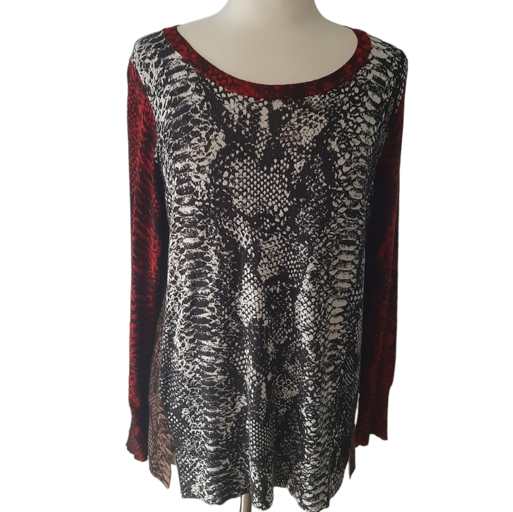 Peck & Peck Snakeskin Print Color Block Sweater - image 4